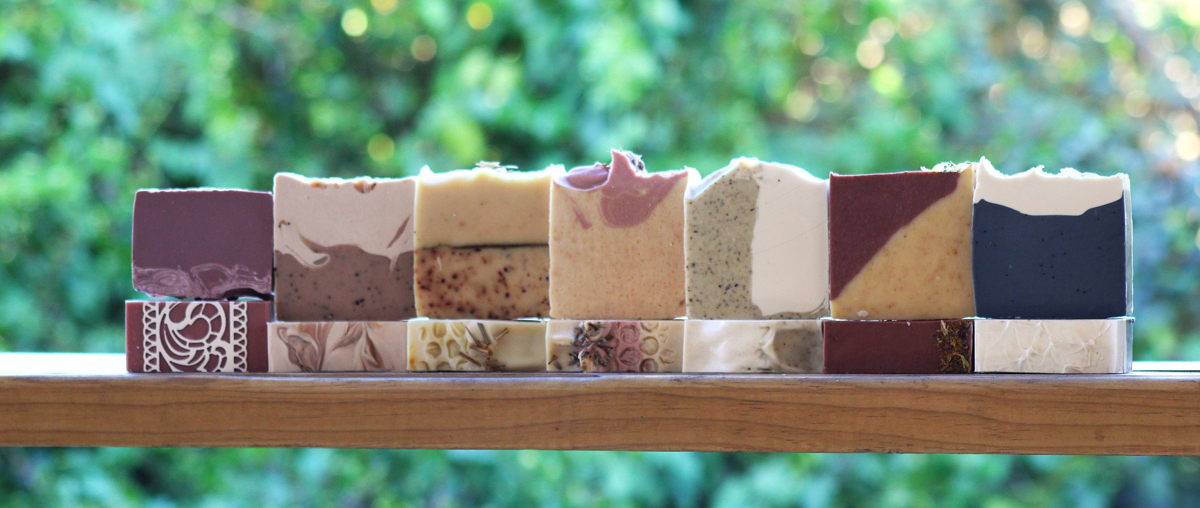 Range of beautiful coloured natural soap